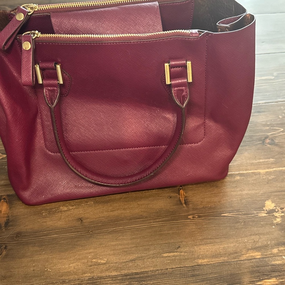 Kate Landry Elegant Burgundy Tote Bag